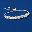 2.00 ct. t.w. Diamond Cluster Bolo Bracelet in Sterling Silver