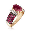 2.80 ct. t.w. Ruby Ring with Diamond Accents in 14kt Yellow Gold