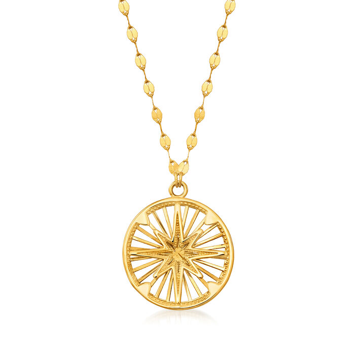 14kt Yellow Gold North Star Compass Necklace