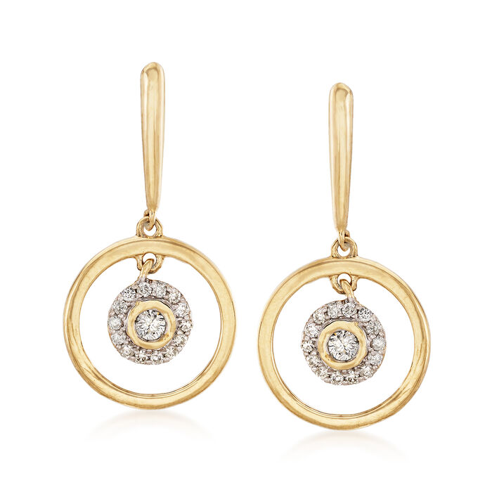 .20 ct. t.w. Diamond Circle Drop Earrings in 14kt Yellow Gold