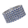 55.00 ct. t.w. Sapphire and 10.35 ct. t.w. Diamond Bracelet in 14kt White Gold