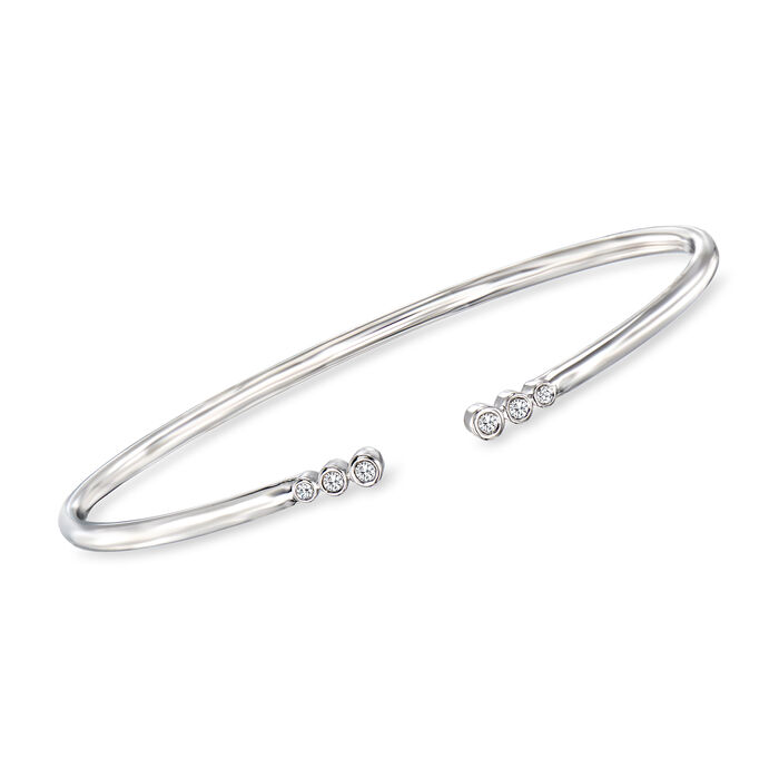 .10 ct. t.w. Bezel-Set Diamond Open-Space Cuff Bracelet in Sterling Silver