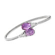 C. 1990 Vintage 17.00 ct. t.w. Amethyst Bypass Cuff Bracelet with .40 ct. t.w. Diamonds in 18kt White Gold