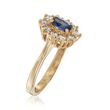 C. 1980 Vintage .45 Carat Sapphire and .50 ct. t.w. Diamond Ring in 18kt Yellow Gold