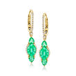3.60 ct. t.w. Emerald and .35 ct. t.w. Diamond Drop Earrings in 14kt Yellow Gold