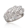 Italian Sterling Silver Diamond-Cut Shrimp Ring