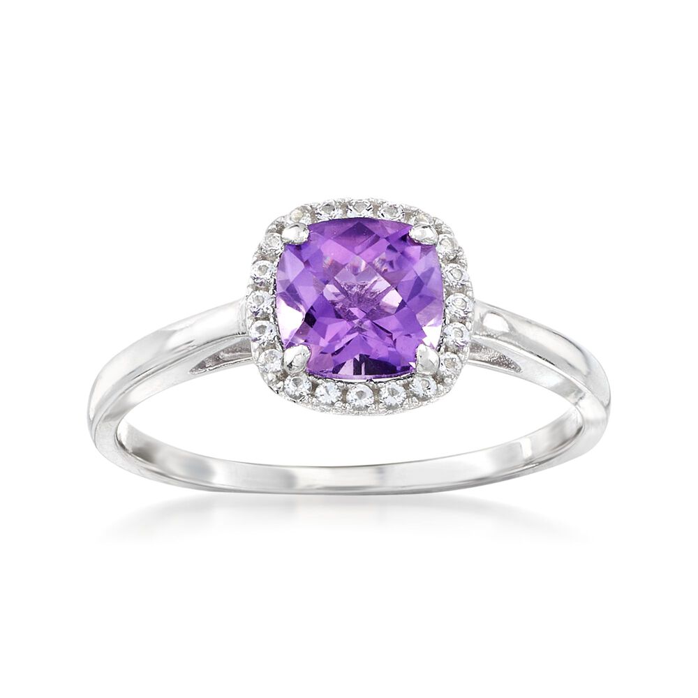 .80 Carat Amethyst and .10 ct. t.w. White Topaz Ring in Sterling Silver ...