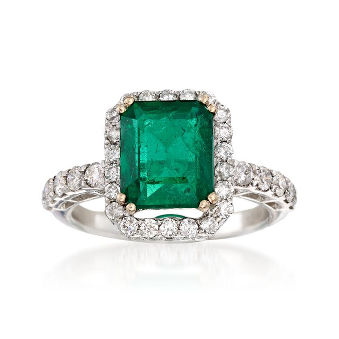 2.88 Carat Emerald and 2.22 ct. t.w. Diamond Ring in 18kt White Gold