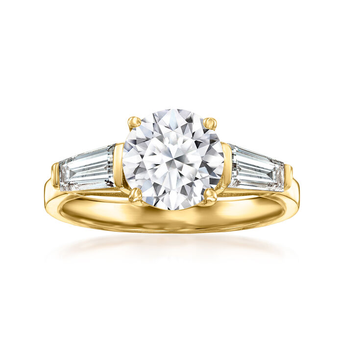 2.50 ct. t.w. Lab-Grown Diamond Three-Stone Ring in 14kt Yellow Gold