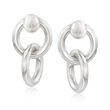 Italian Sterling Silver Interlocking-Circle Front-Back Earrings