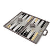 Brouk & Co. Silver and Black Faux Leather Backgammon Set