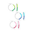 Italian Multicolored Enamel Jewelry Set: Three Pairs of Hoop Earrings in Sterling Silver
