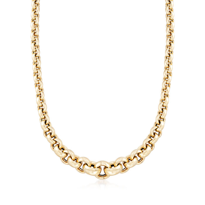 Italian 14kt Yellow Gold Graduated Round-Link Necklace
