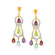 4.20 ct. t.w. Multi-Gemstone Chandelier Earrings in 18kt Gold Over Sterling and Sterling Silver