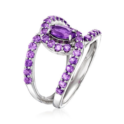 1.30 ct. t.w. Amethyst Open-Space Ring in Sterling Silver