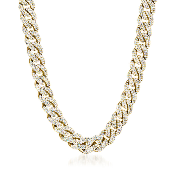 13.30 ct. t.w. Diamond Curb-Link Necklace in 18kt Yellow Gold