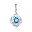 3.50 ct. t.w. London and Swiss Blue Topaz Pendant in Sterling Silver
