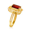 4.25 Carat Simulated Ruby and .40 ct. t.w. CZ Ring in 18kt Gold Over Sterling