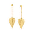 14kt Yellow Gold 3d Oblong Heart Drop Earrings