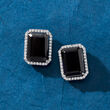 Onyx and 1.00 ct. t.w. White Topaz Earrings in Sterling Silver