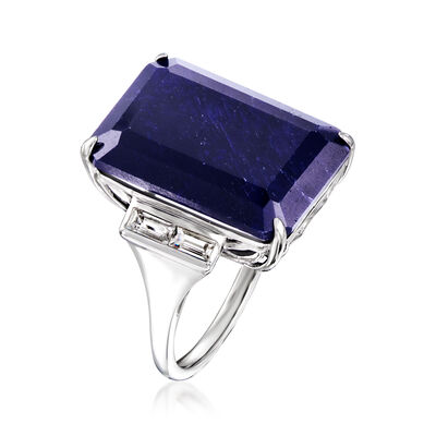 20.00 Carat Sapphire Ring with .50 ct. t.w. White Topaz in Sterling Silver