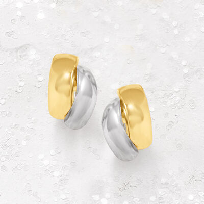 14kt Two-Tone Gold Curved Earrings