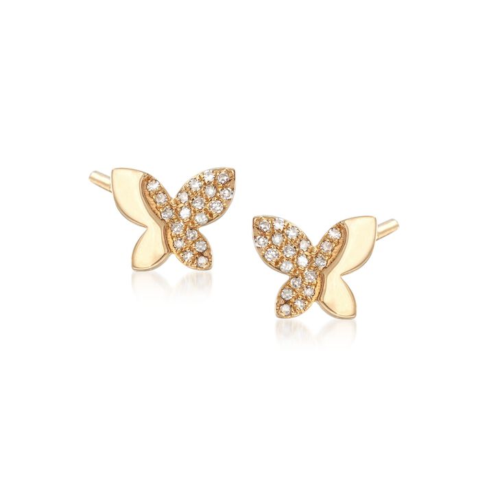 .15 ct. t.w. Diamond Butterfly Earrings in 14kt Yellow Gold