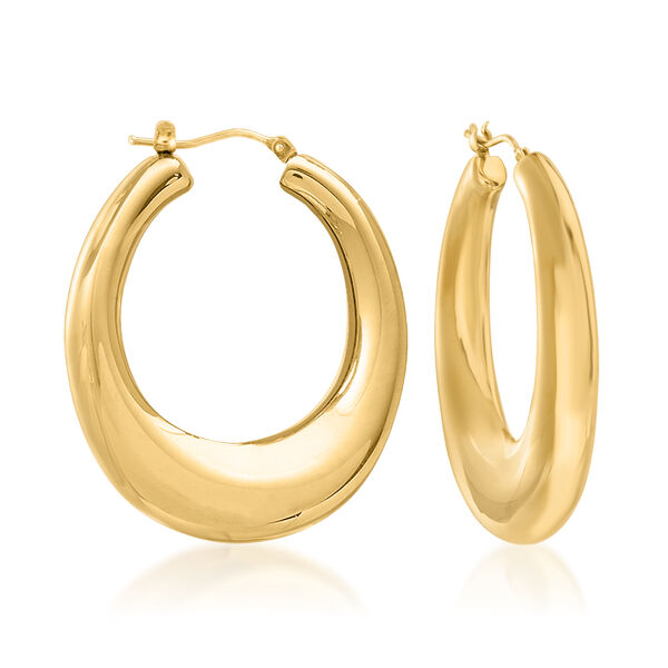 Italian Andiamo 14kt Yellow Gold Over Resin Hoop Earrings. #846856