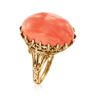 C. 1960 Vintage Coral Ring in 14kt Yellow Gold