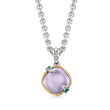 Andrea Candela &quot;Dulcitos&quot; 4.20 Carat Amethyst and Emerald-Accented Pendant Necklace in Sterling Silver and 18kt Yellow Gold