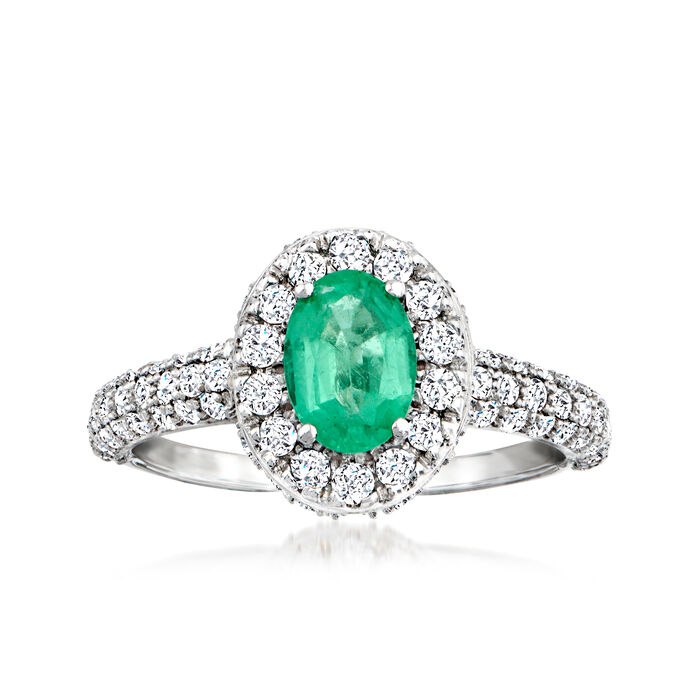 .70 Carat Emerald Heart Ring with 1.00 ct. t.w. Diamonds in 14kt White Gold