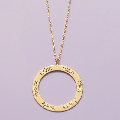 14kt Yellow Gold Personalized Multi-Name Circle Necklace