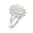 Opal and .90 ct. t.w. White Zircon Ring in Sterling Silver