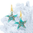 Italian Murano Glass Starfish Drop Earrings with 18kt Gold Over Sterling