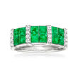 1.70 ct. t.w. Emerald and .14 ct. t.w. Diamond Ring in 14kt White Gold
