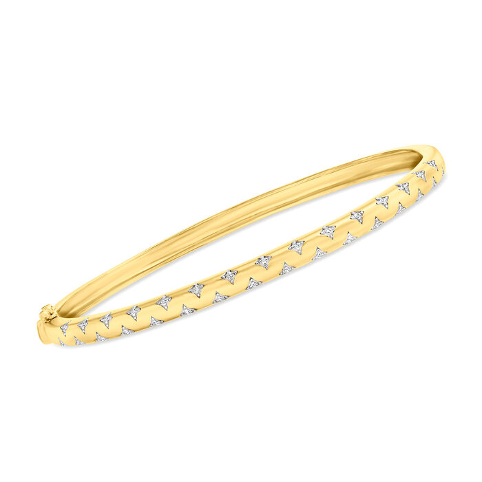 Diamond-Accented Star Bangle Bracelet in 18kt Gold Over Sterling