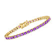 6.50 ct. t.w. Amethyst and .40 ct. t.w. White Topaz Tennis Bracelet in 18kt Gold Over Sterling