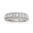 1.00 ct. t.w. Round and Baguette Diamond Ring in 14kt White Gold
