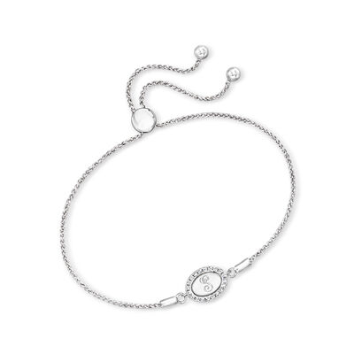 .15 ct. t.w. Diamond Personalized Oval Bolo Bracelet in Sterling Silver