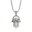 Mother-of-Pearl Bali-Style Hamsa Pendant Necklace in Sterling Silver