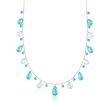 11.00 ct. t.w. Apatite and 10.00 ct. t.w. Blue Topaz Necklace with Turquoise Beads in 14kt Yellow Gold