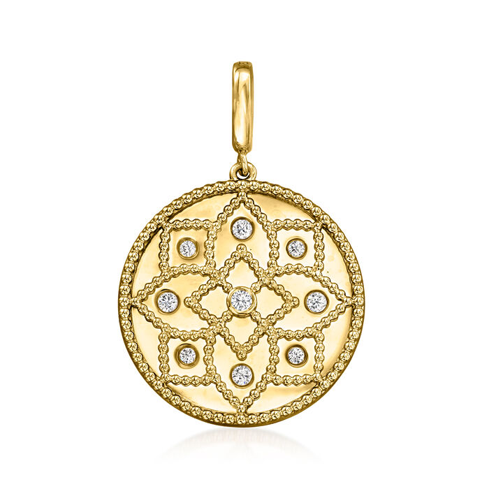 Gabriel Designs .23 ct. t.w. Diamond Floral Pendant in 14kt Yellow Gold