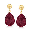 16.00 ct. t.w. Ruby Drop Earrings with 14kt Yellow Gold