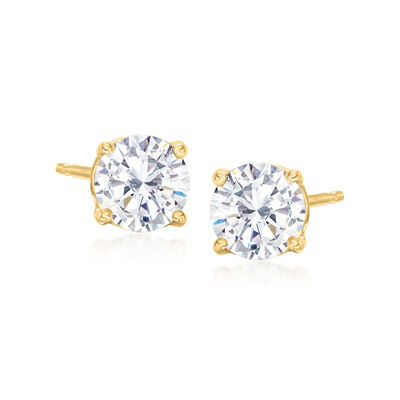 6.00 ct. t.w. CZ Jewelry Set: Three Pairs of Stud Earrings in 14kt Yellow Gold