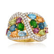 5.50 ct. t.w. Multicolored Multi-Gem Ring in 18kt Gold Over Sterling