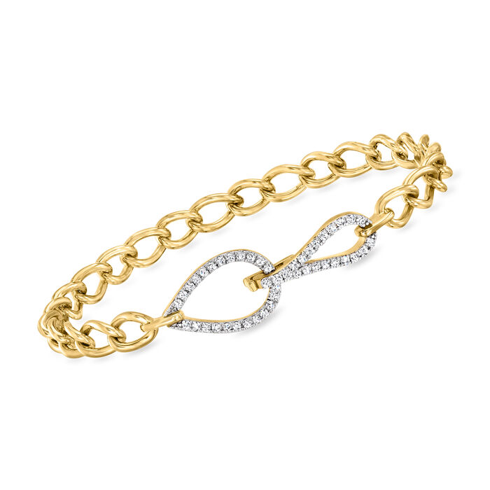 .50 ct. t.w. Pave Diamond Curb-Link Bracelet in 18kt Gold Over Sterling
