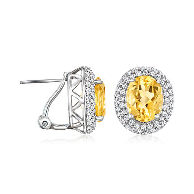 6.75 ct. t.w. Citrine and 1.00 ct. t.w. White Topaz Earrings in Sterling Silver