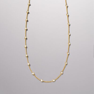 4.50 ct. t.w. CZ Station Necklace in 18kt Gold Over Sterling