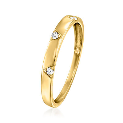 Diamond-Accented Triangle Station Ring in 14kt Yellow Gold
