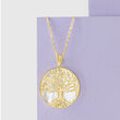 Mother-of-Pearl Tree of Life Pendant Necklace in 18kt Gold Over Sterling